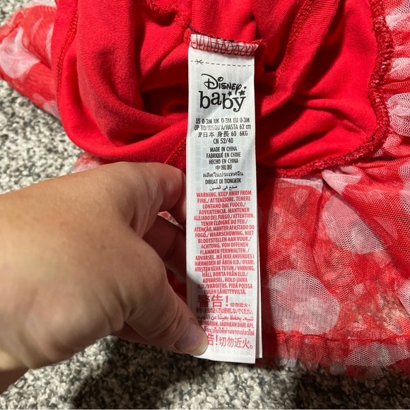 Disney Baby Minnie Mouse 0-3 Months Red Tutu Ruffle Dress Cotton One Piece - Picture 5 of 9